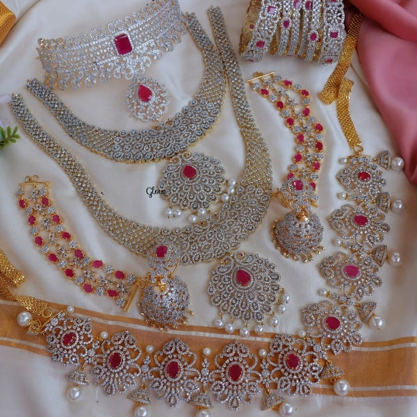 COMBO american diamond necklace, ad necklace, Indiajewellery, ad jewelry, ad bridal set