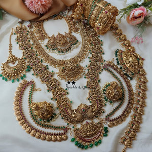 Elegant Peacock Lakshmi Carved Bridal Set