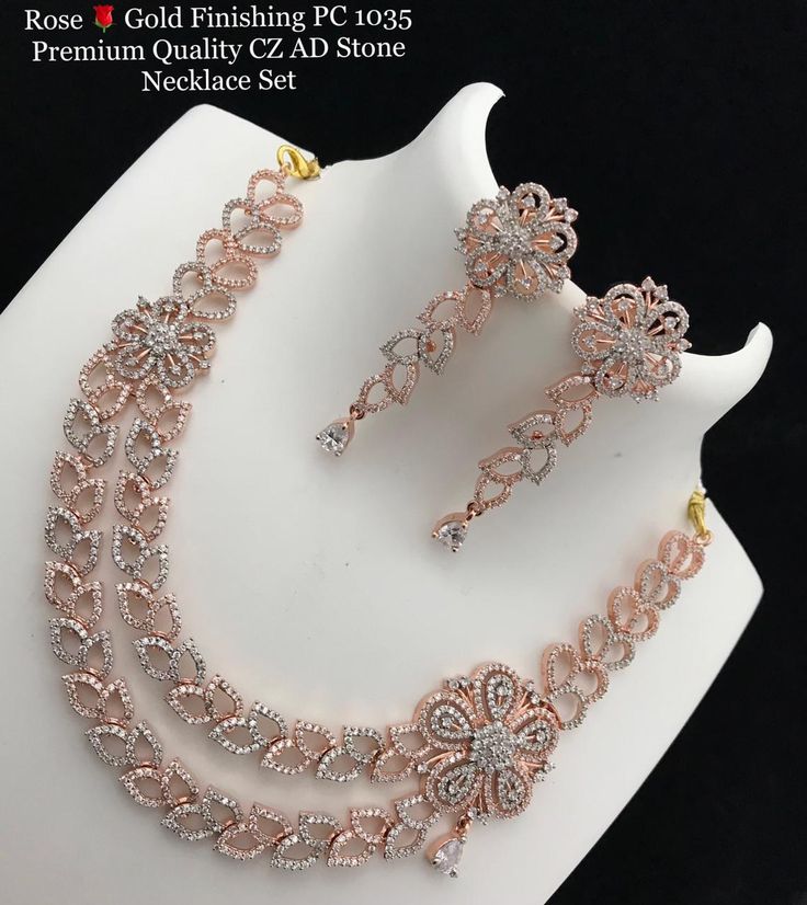 Rose Gold American Diamond Embellished Neck set